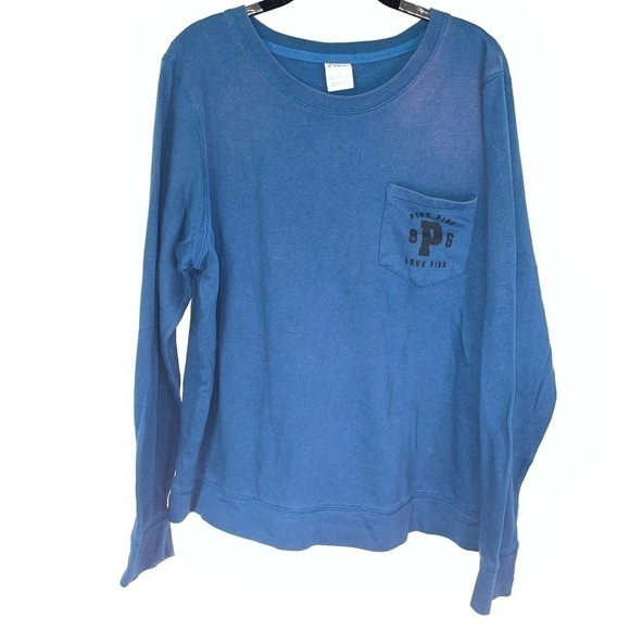 Victoria Secret Pink Top Long Sleeve Crewneck Pullover Fleece Basic Shirt - Picture 1 of 6